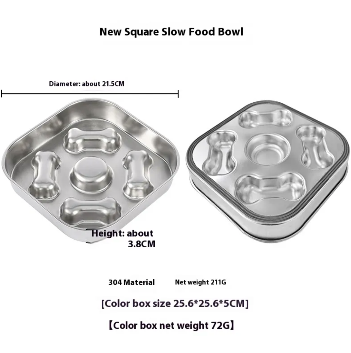 Stainless Steel Slow Feeding Pet Bowl